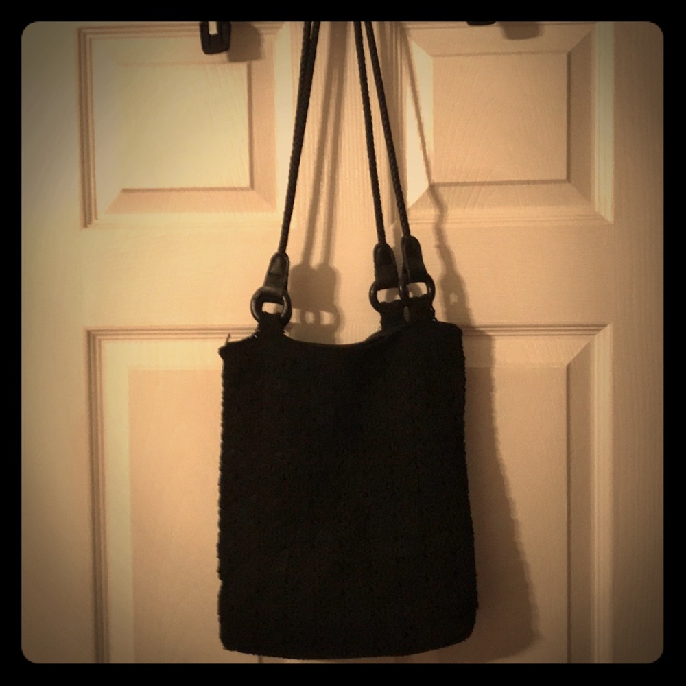 Black crochet purse